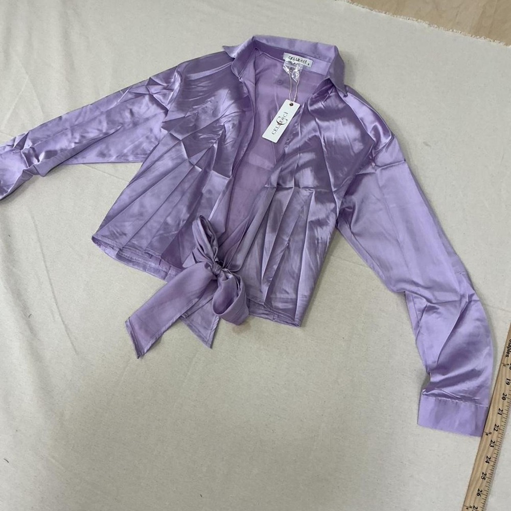 CELLECCI satin tie-front blouse